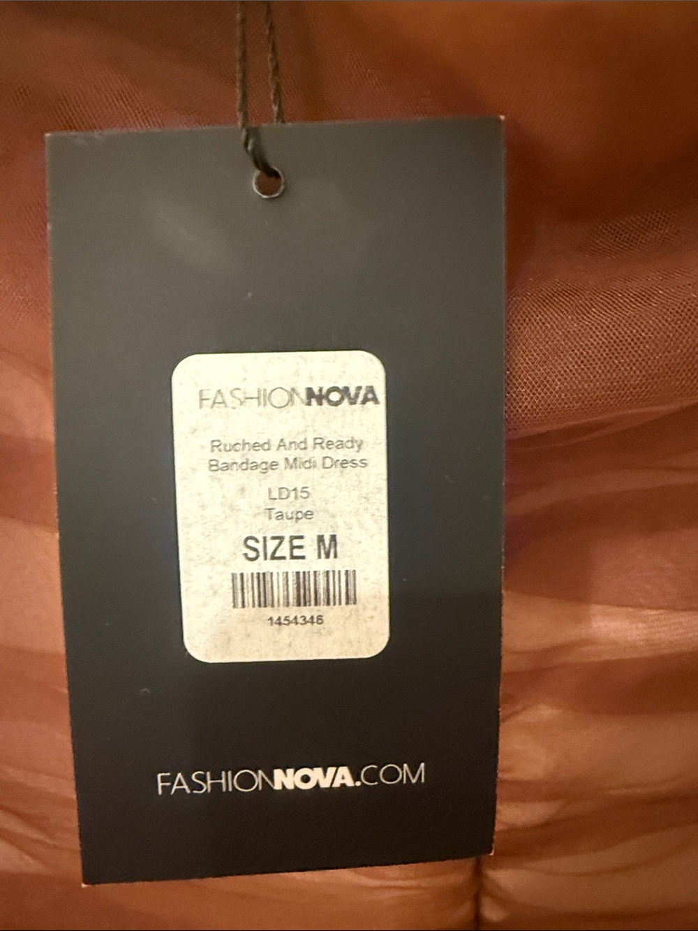 Fashion Nova Brown Sheer Ruched Midi Dress - Picture 6 of 6